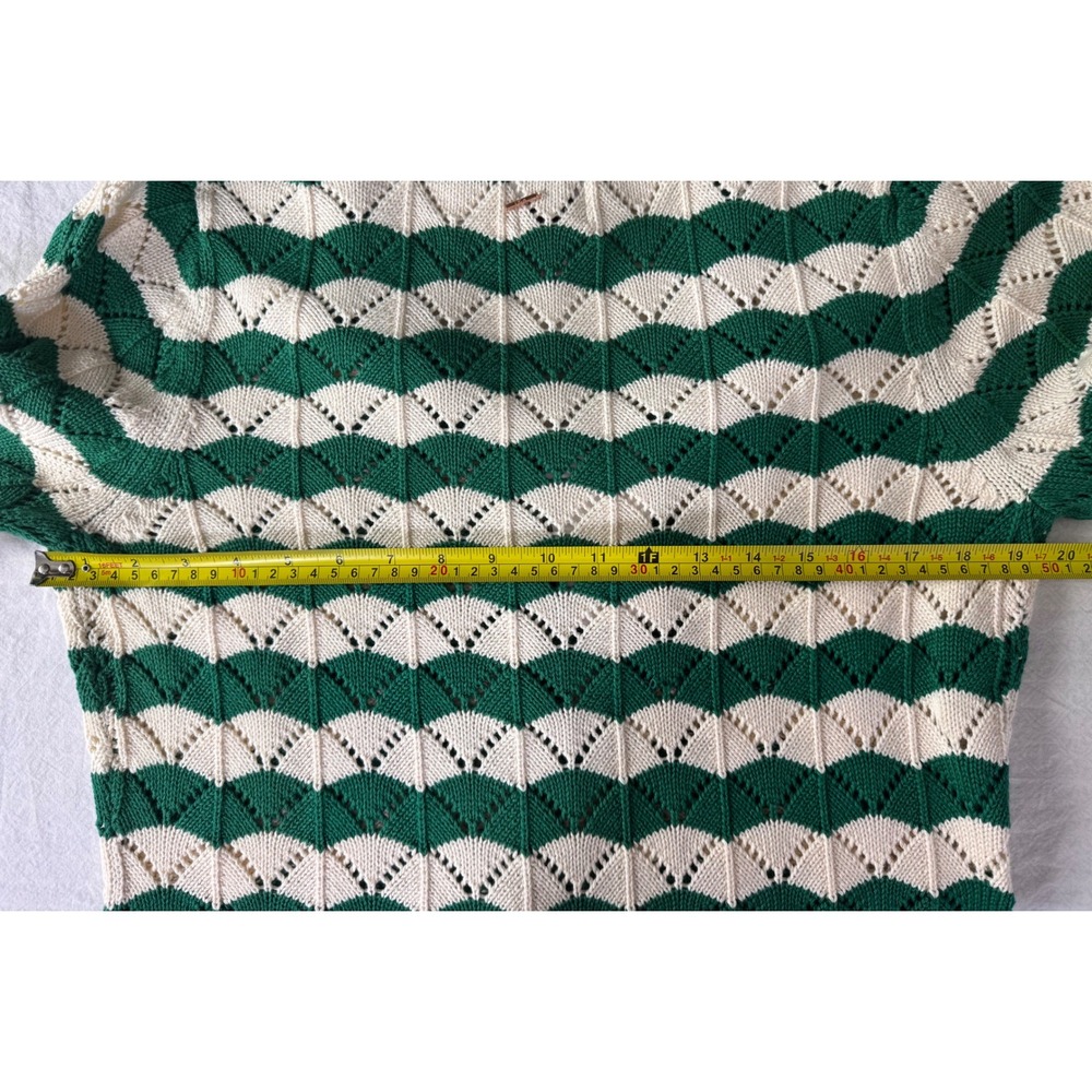 MISA LOS ANGELES Womens Green Cream Chevron Knit Cardigan Sweater Size XL - Picture 7 of 10